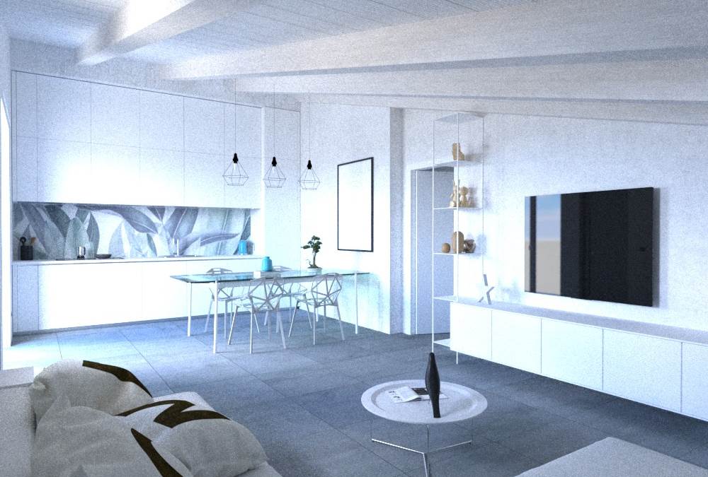 Render soggiorno cucina