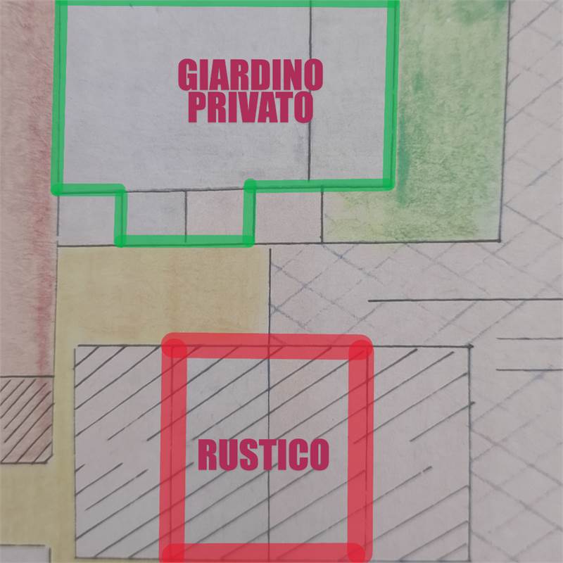 in vendita area rossa fabbricato e verde giardino