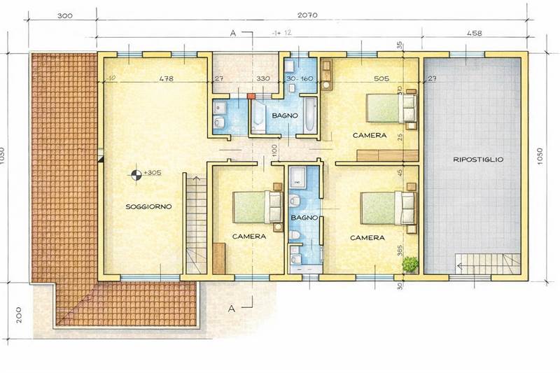 render planimetria IA piano primo